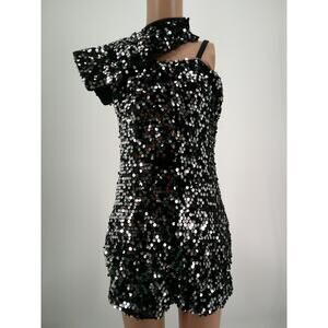 Dance Costume Kelle Large Child Black Sparkle Jazz Sequins Contemporary Pageant